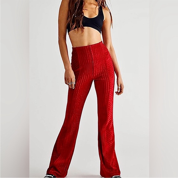 Free People Pants - Free People red velvet flare pants